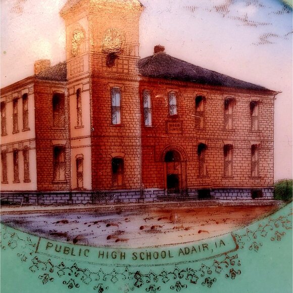 Antique Advertising Plate Wheelock Austria Powel Drug Adair Iowa High School 8" - Picture 2 of 8